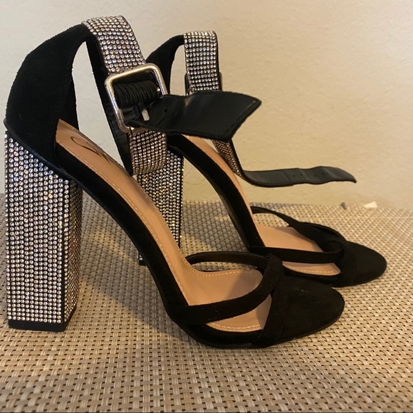 MAJOR BLING RHINESTONE BLOCK HEELS - Picture 4 of 4